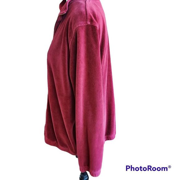 Vintage Norsport Nordstrom Velour Merlot Red Track Suit Jogger Jacket Women Med - Picture 3 of 6